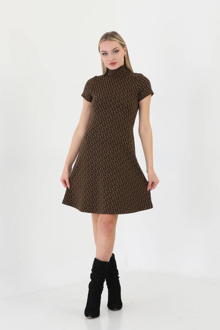 Jacquard Turtleneck Mini Dress - EDELLE - Globality Store - Women Clothes Wholesale Turkey