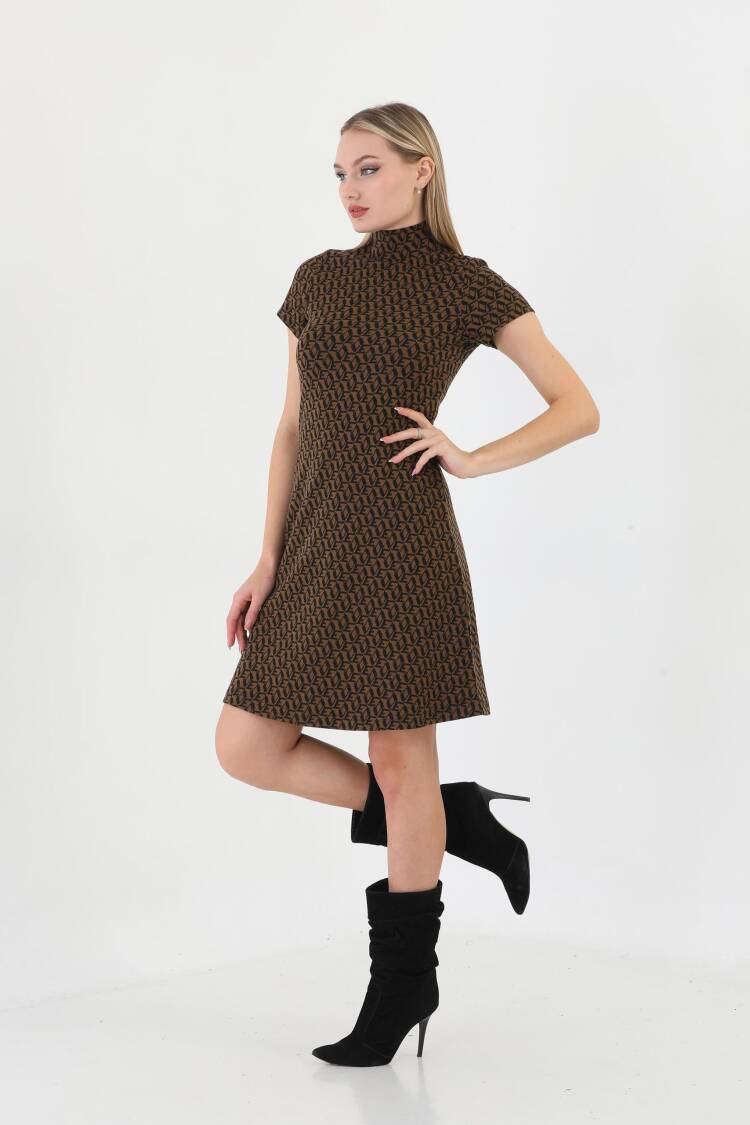 Jacquard Turtleneck Mini Dress