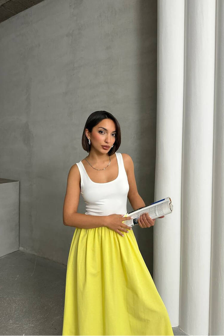 White Two Color Tank Top Dress With Straps