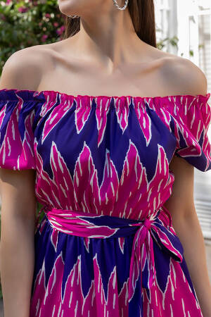 Patterned Poplin Summer Dress - Pink - Mode Roy - Globality Store - Women Clothes Wholesale Turkey
