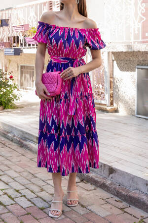 Patterned Poplin Summer Dress - Pink - Mode Roy - Globality Store - Women Clothes Wholesale Turkey