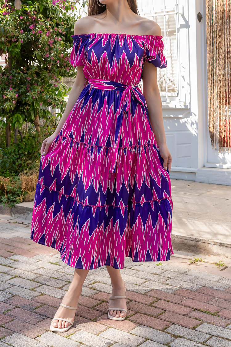Patterned Poplin Summer Dress - Pink - Mode Roy - Globality Store - Women Clothes Wholesale Turkey