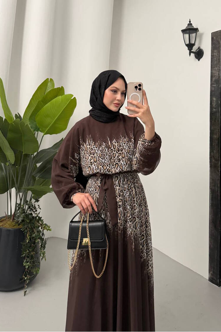 Leopard Print Chiffon Burkini Dress
