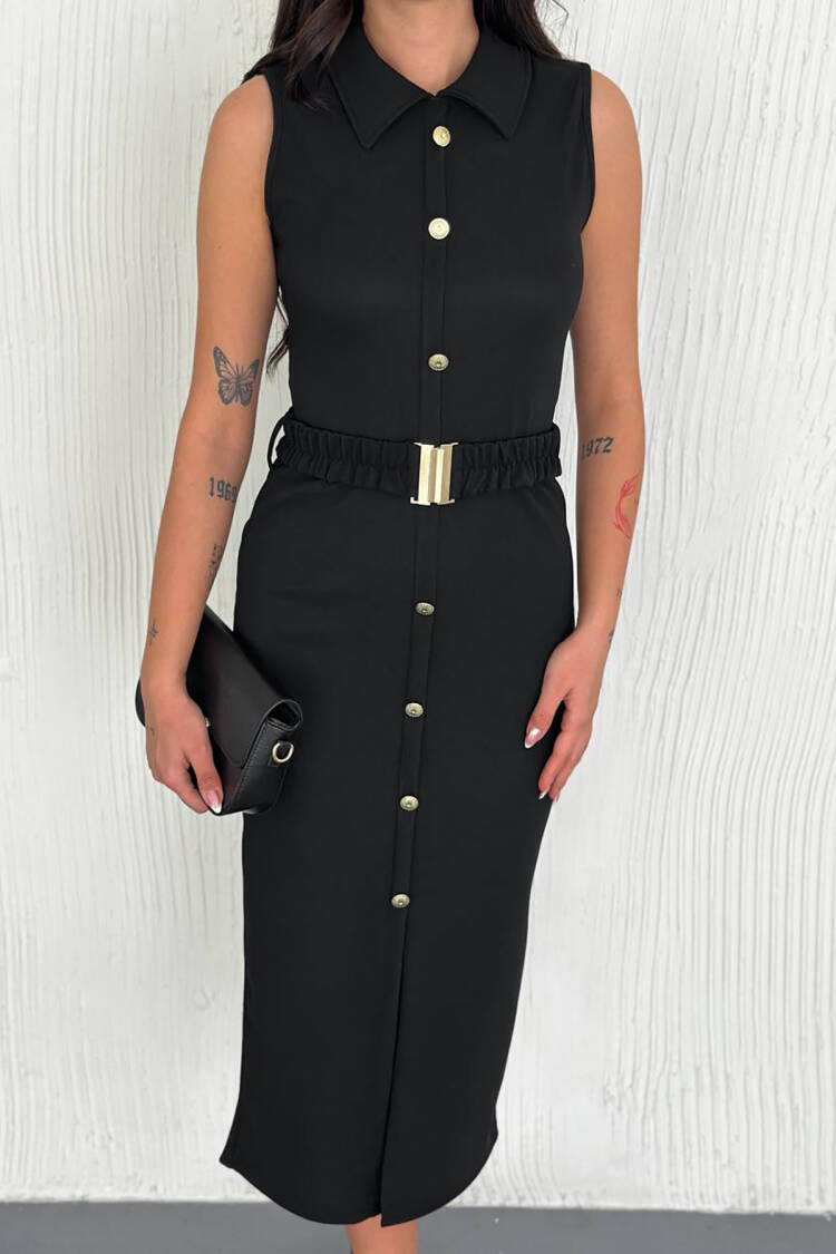 Button Detailed Shirt Dress