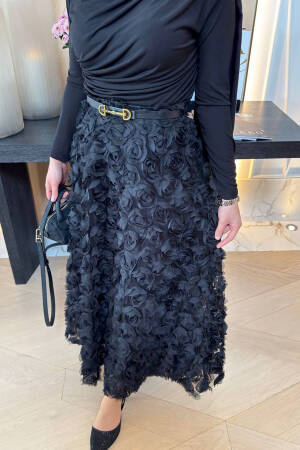 Premium Rose Detailed Design Hijab Skirt - Mode Roy - Globality Store - Women Clothes Wholesale Turkey