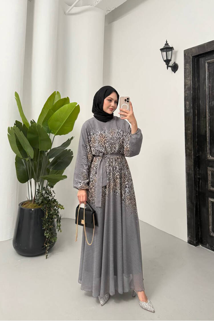 Leopard Print Chiffon Burkini Dress