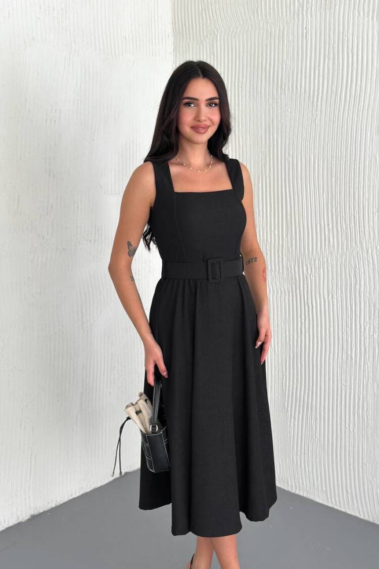 Lycra Belt Detailed Sling Dress