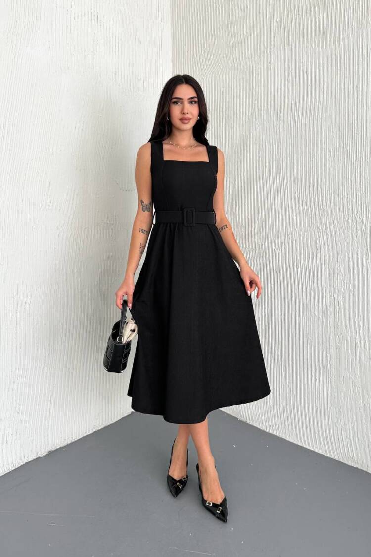 Lycra Belt Detailed Sling Dress