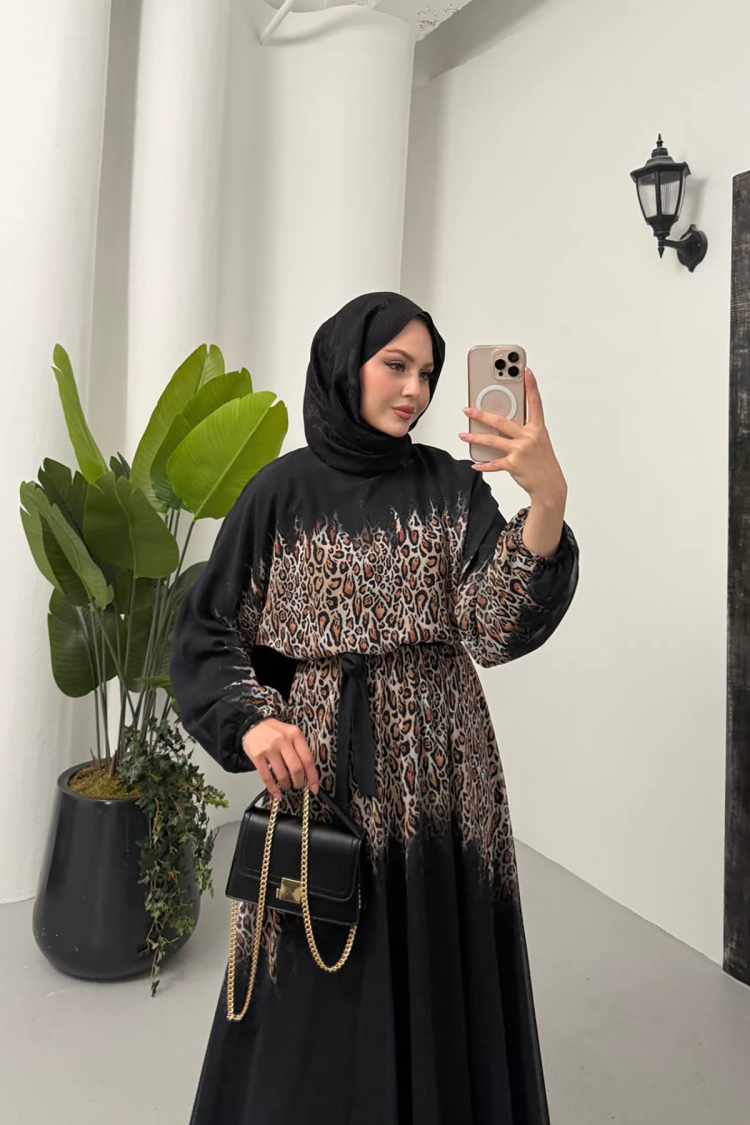 Leopard Print Chiffon Burkini Dress