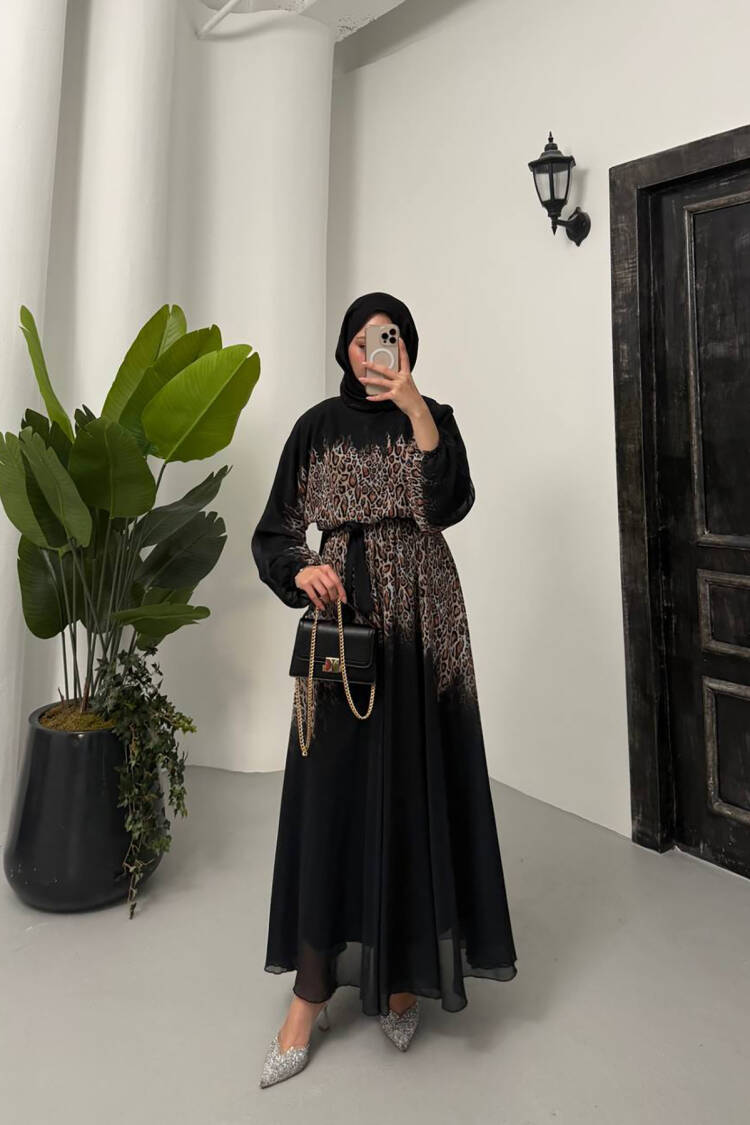 Leopard Print Chiffon Burkini Dress - Mode Roy - Globality Store - Women Clothes Wholesale Turkey
