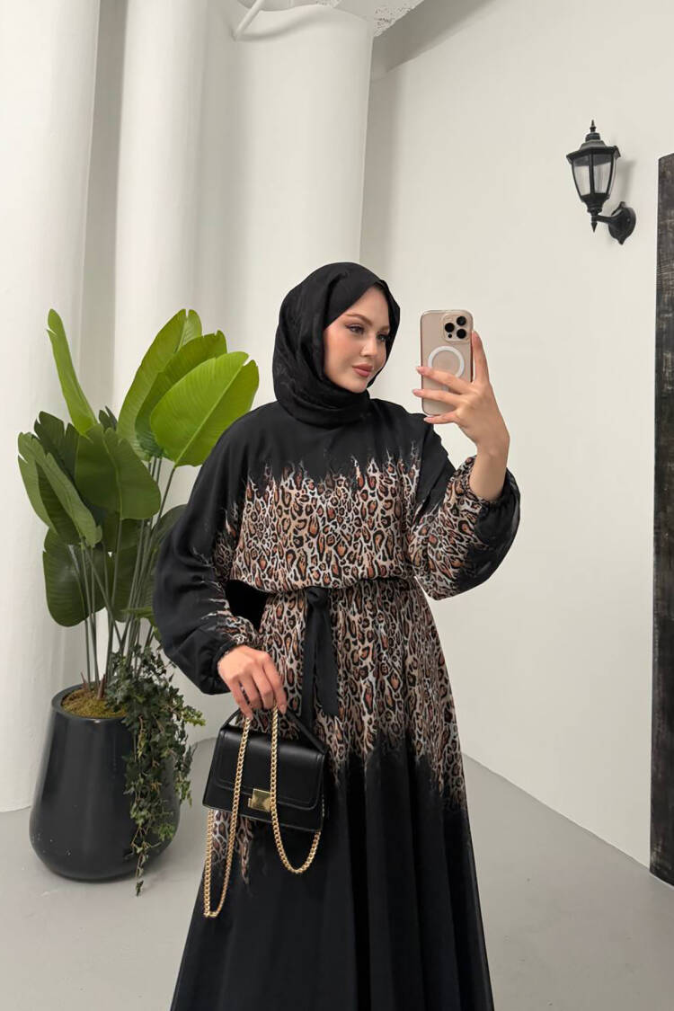 Leopard Print Chiffon Burkini Dress