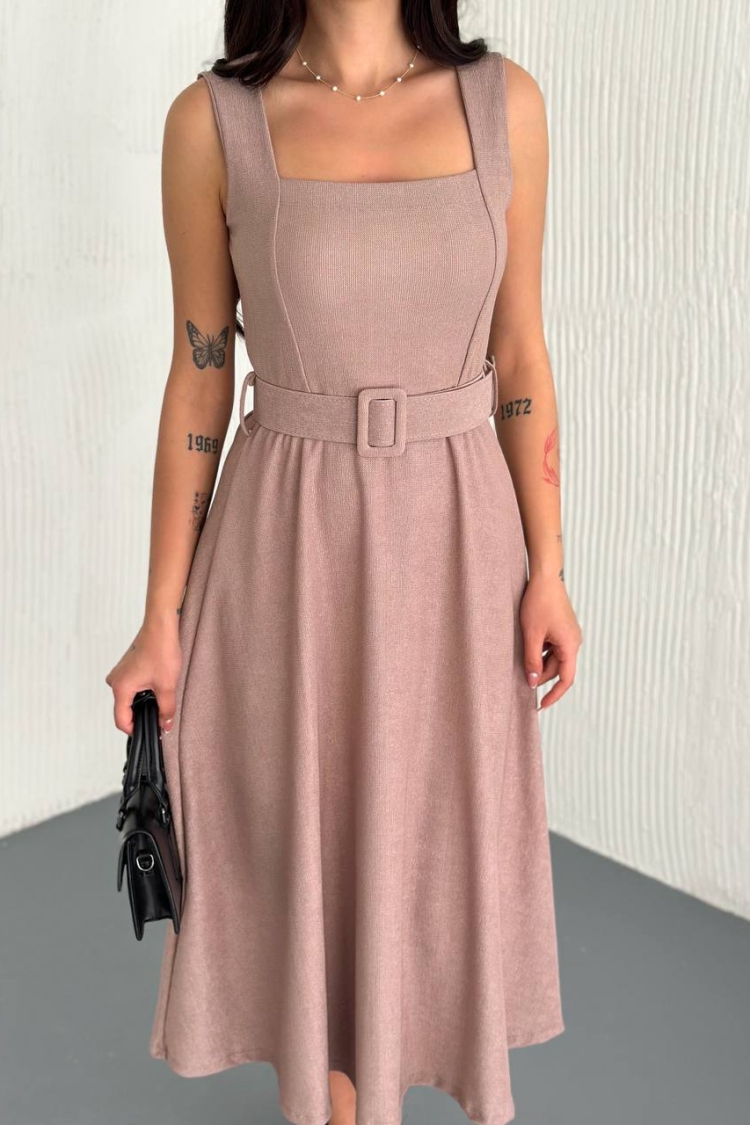 Lycra Belt Detailed Sling Dress