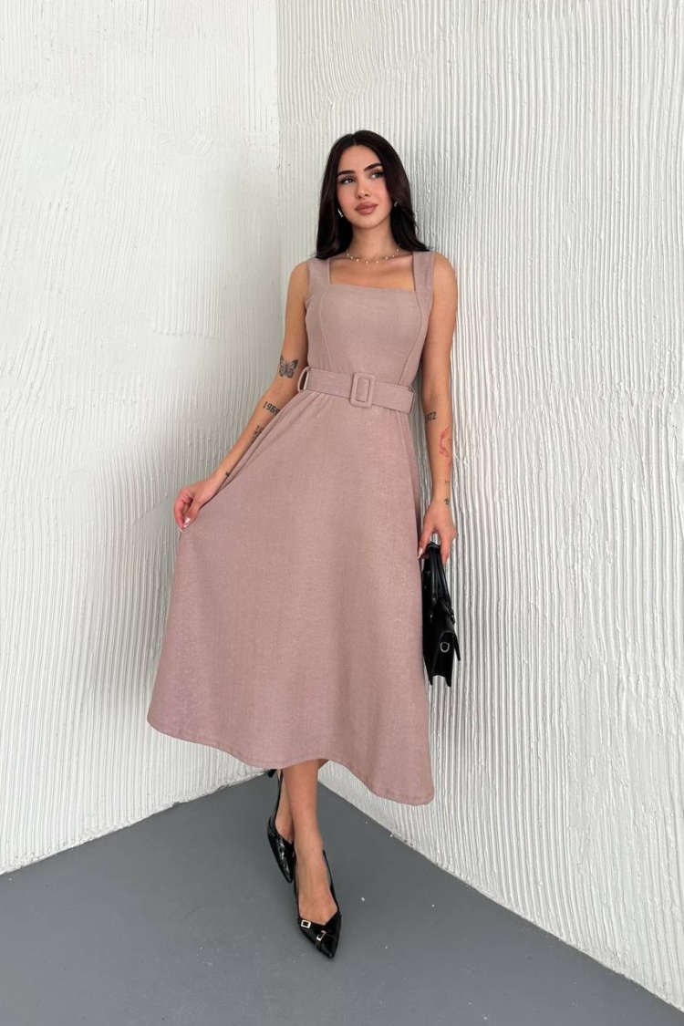 Lycra Belt Detailed Sling Dress