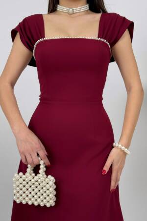 Chest Stripe Pearl Detail Dress - Miss Janell - Globality Store - Women Clothes Wholesale Turkey