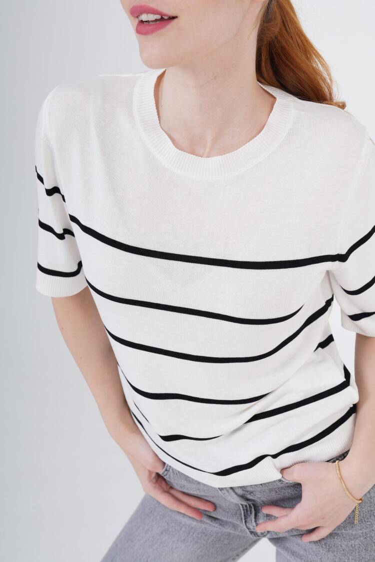 Striped Short SleeveWholesale Blouse