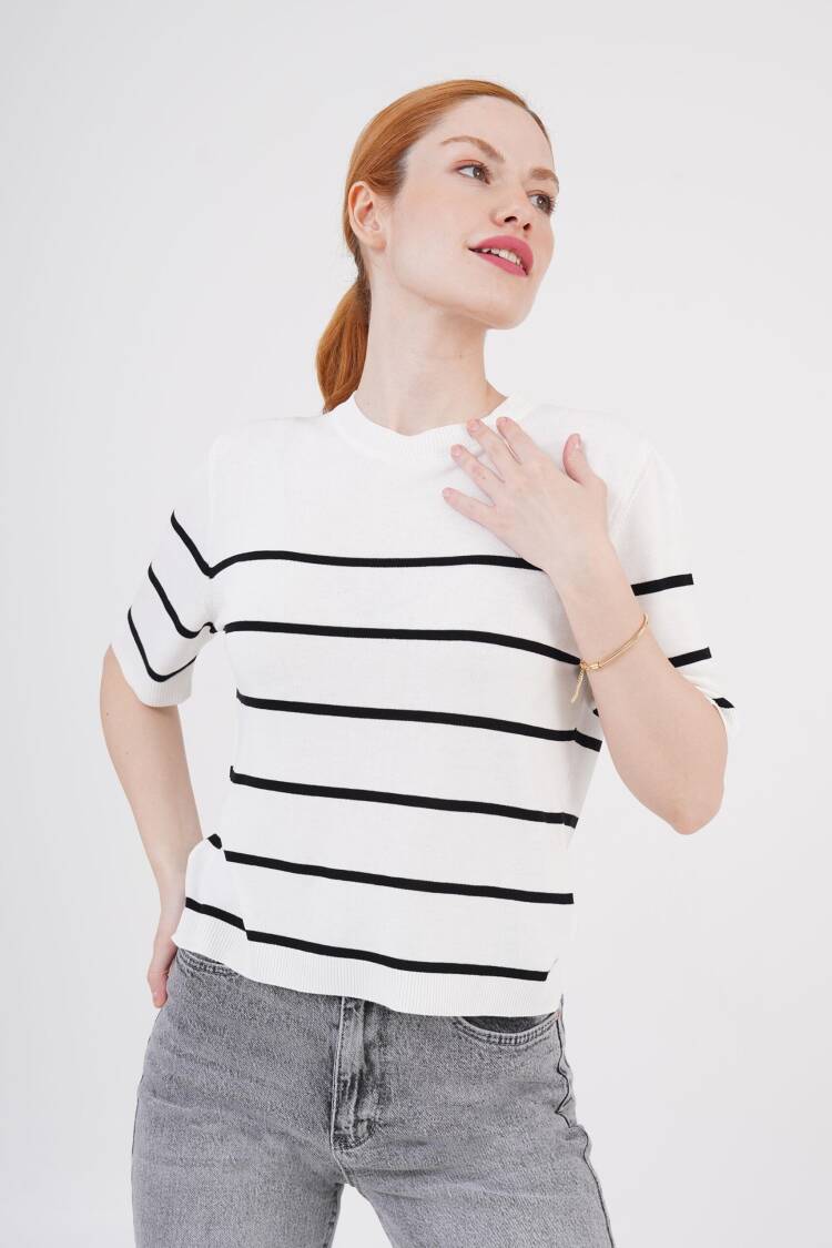 Striped Short SleeveWholesale Blouse