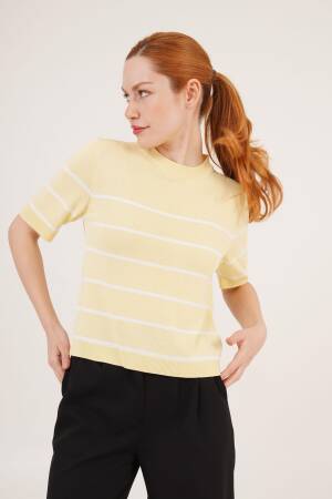 Striped Short SleeveWholesale Blouse - Lustrin - Globality Store - Women Clothes Wholesale Turkey