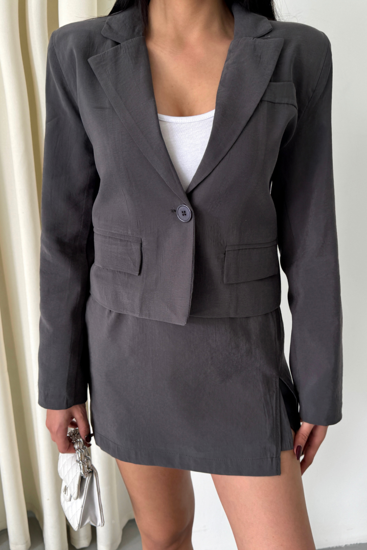 Crop Jacket Short Skirt Set