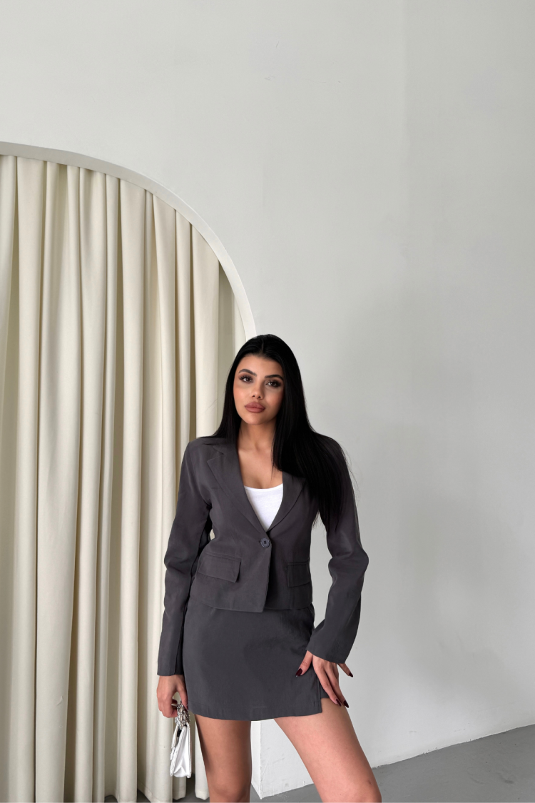 Crop Jacket Short Skirt Set