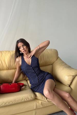 WholesaleStriped Vest And Skirt Suit - Elisa - Globality Store - Women Clothes Wholesale Turkey