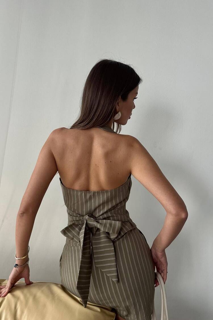 WholesaleStriped Vest And Skirt Suit