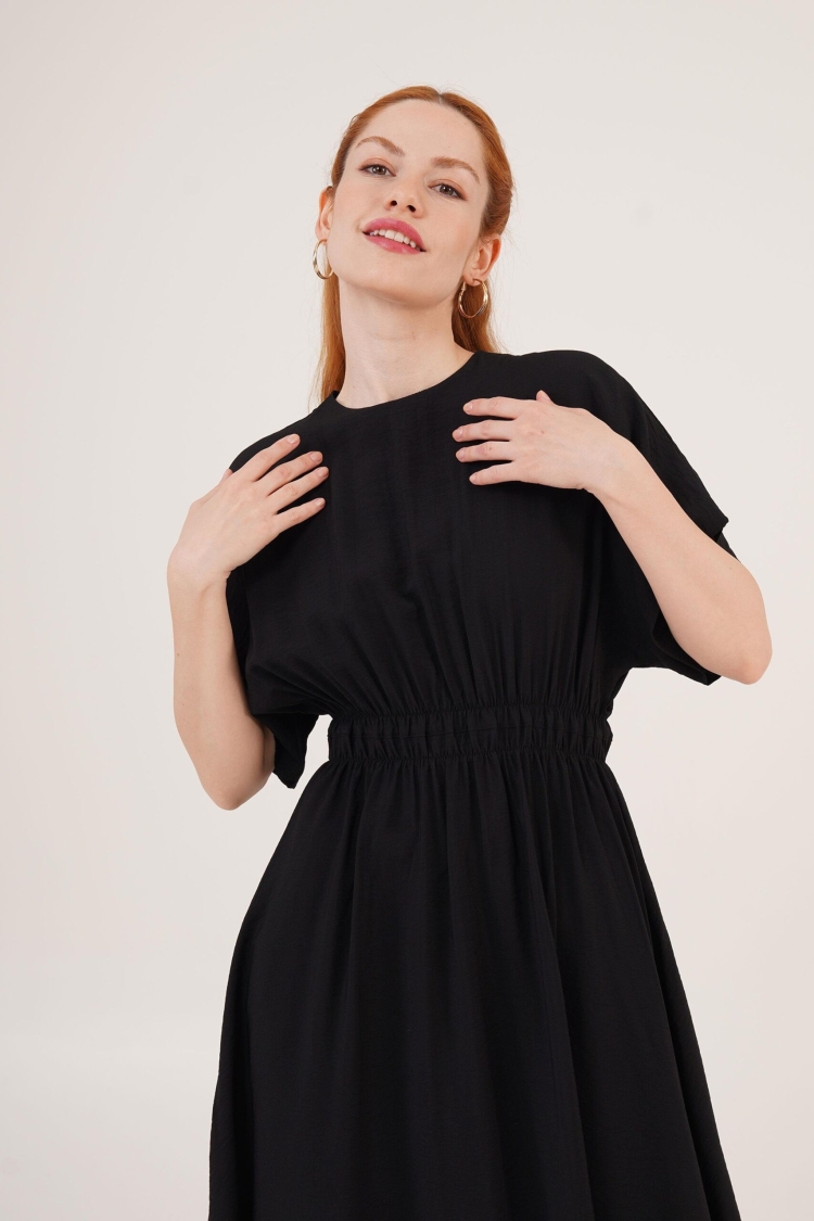 Elastic Waist Bat Sleeve Maxi WholesaleDress