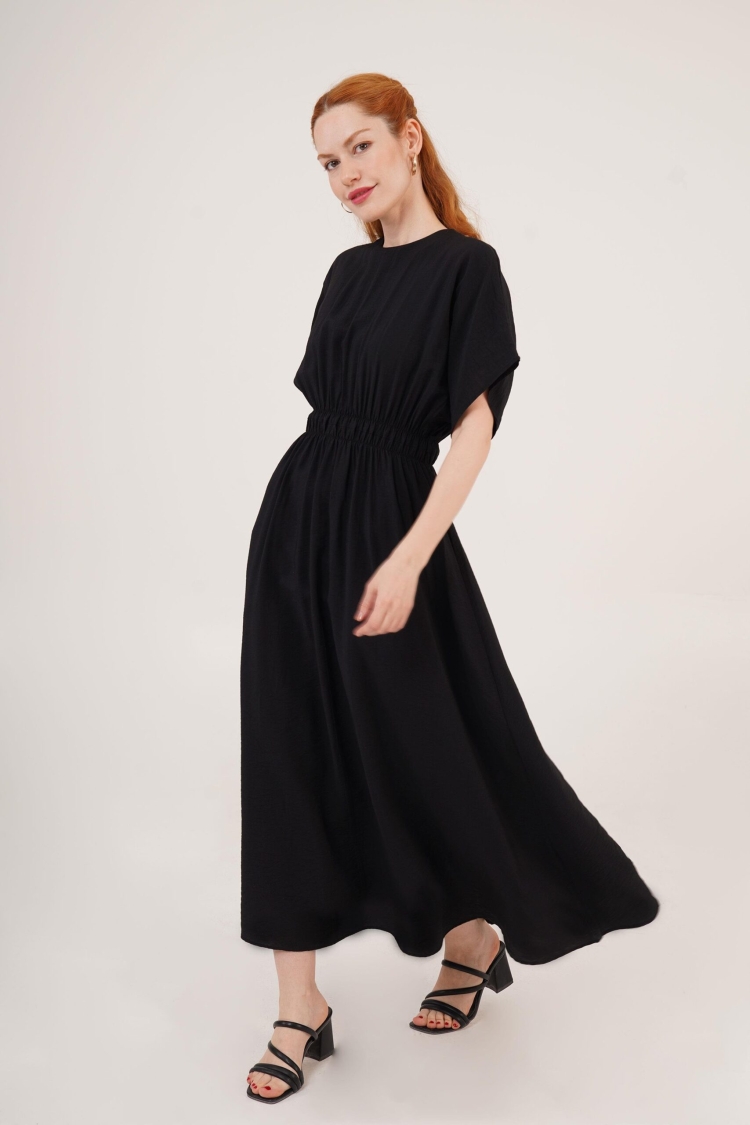Elastic Waist Bat Sleeve Maxi WholesaleDress