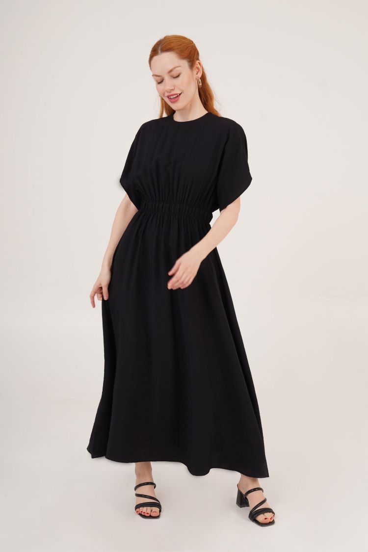 Elastic Waist Bat Sleeve Maxi WholesaleDress