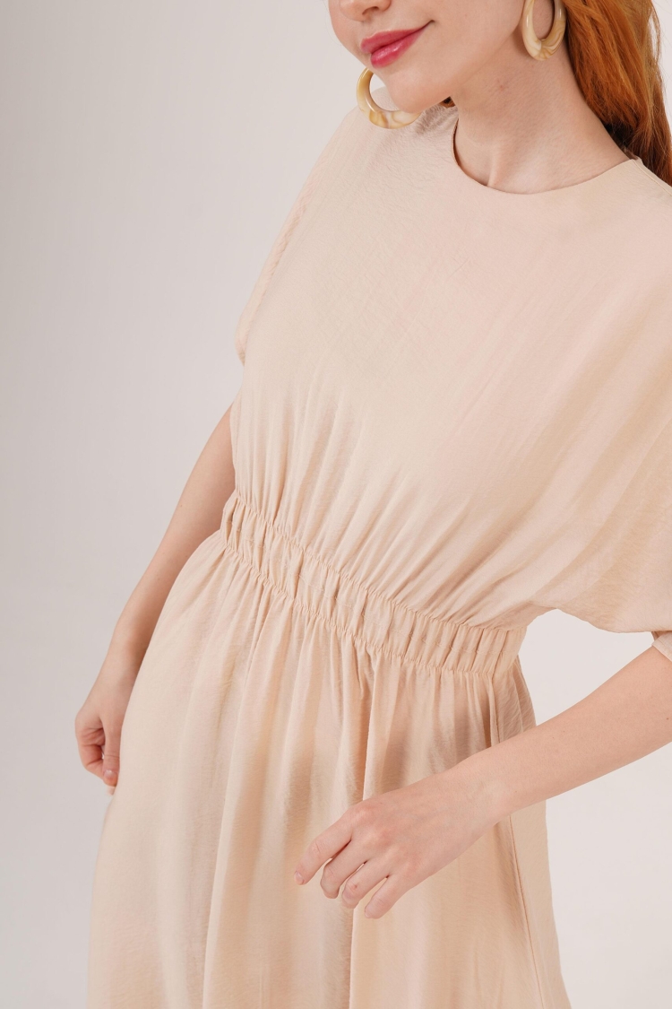 Elastic Waist Bat Sleeve Maxi WholesaleDress