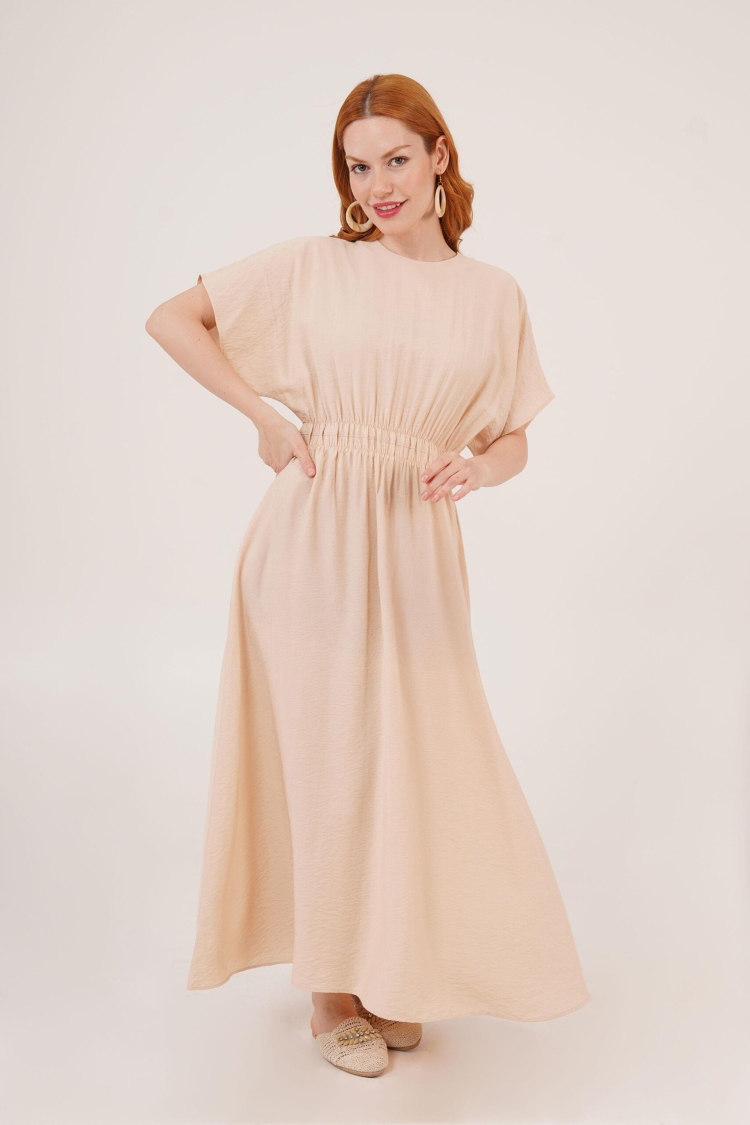 Elastic Waist Bat Sleeve Maxi WholesaleDress