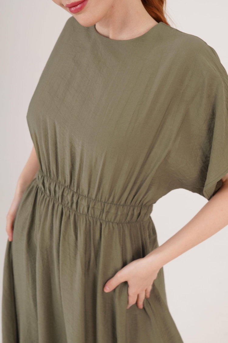 Elastic Waist Bat Sleeve Maxi WholesaleDress