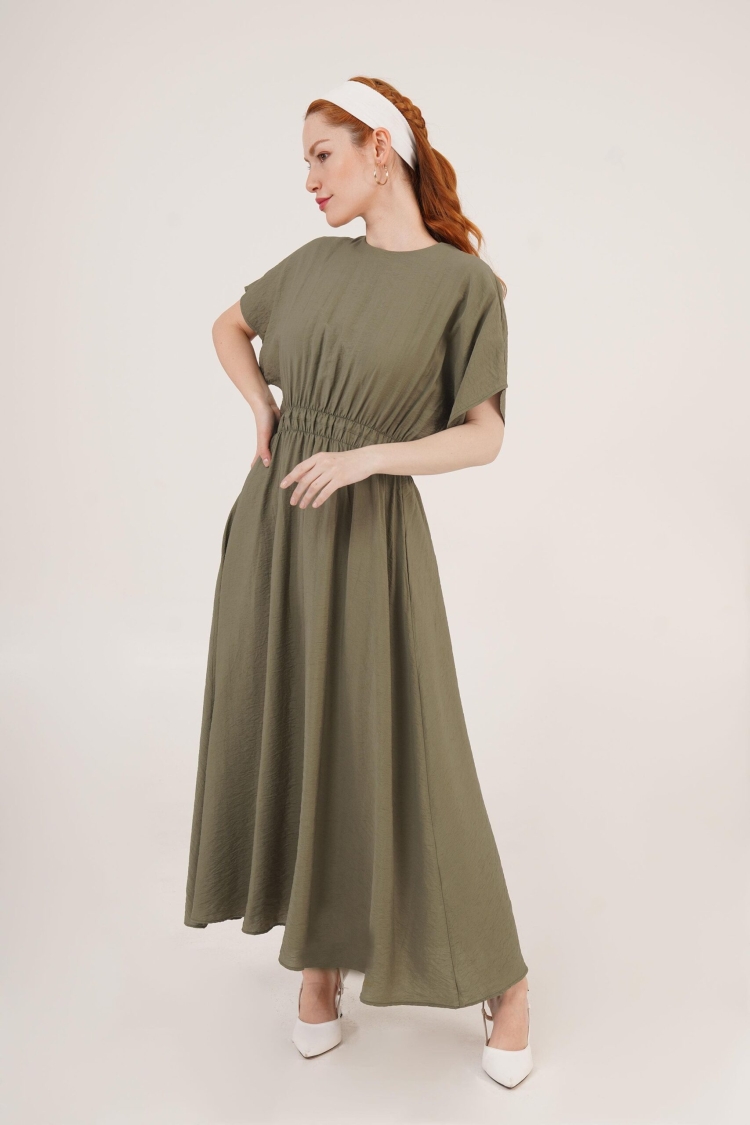 Elastic Waist Bat Sleeve Maxi WholesaleDress