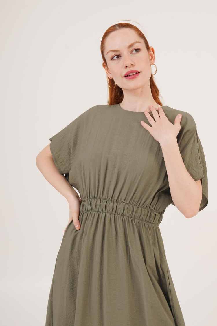 Elastic Waist Bat Sleeve Maxi WholesaleDress