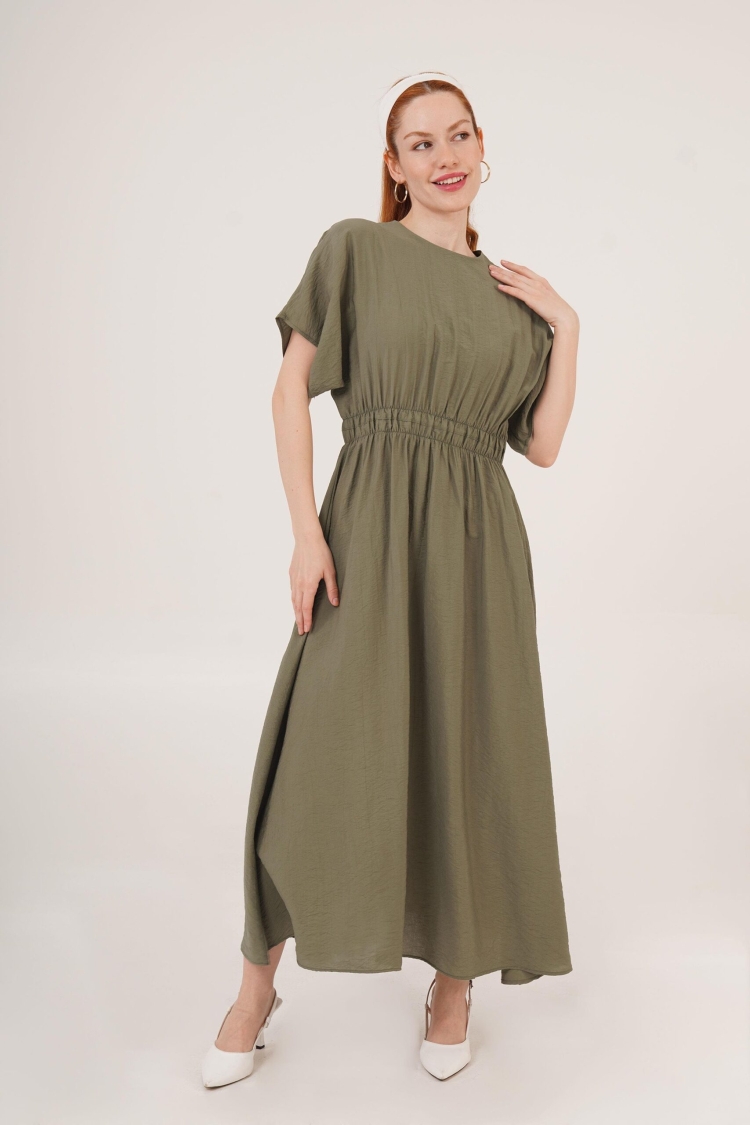 Elastic Waist Bat Sleeve Maxi WholesaleDress