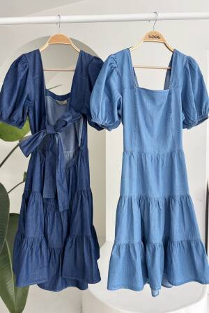 Square Neck And Gipe Detailed Tensel Dress - Sobe Istanbul - Globality Store - Women Clothes Wholesale Turkey