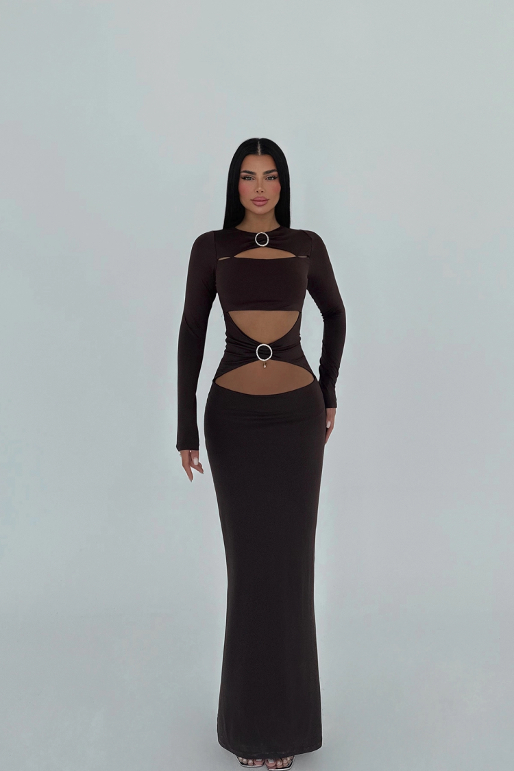 Ring Detail Long Dress - EYYO ATELIER - Globality Store - Women Clothes Wholesale Turkey