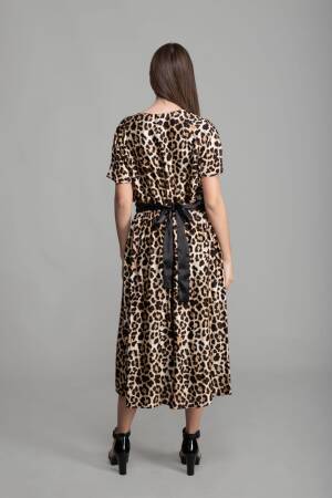 V Neck Viscon Satin Dress - Multicolor - GUMANIZE - Globality Store - Women Clothes Wholesale Turkey