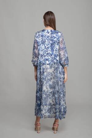 Cupra Satin Dress With Round Neck Scarf - Multicolor - GUMANIZE - Globality Store - Women Clothes Wholesale Turkey