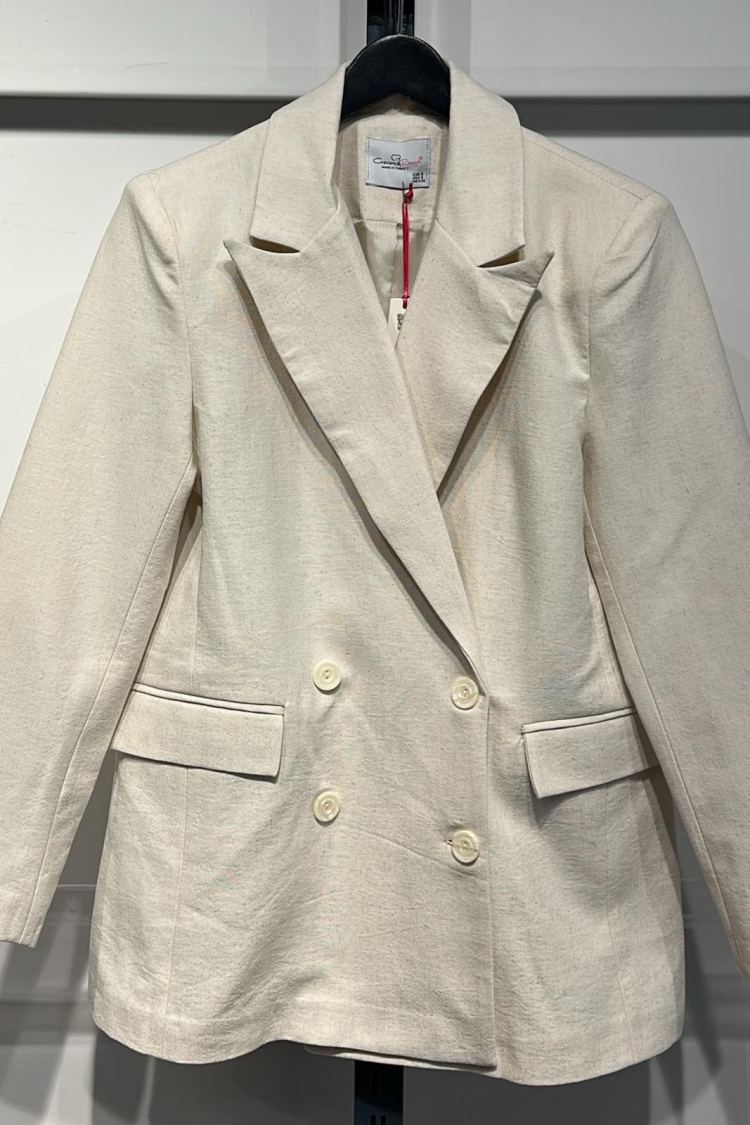 Jacket Linen Classic - Cream Rouge - Globality Store - Women Clothes Wholesale Turkey