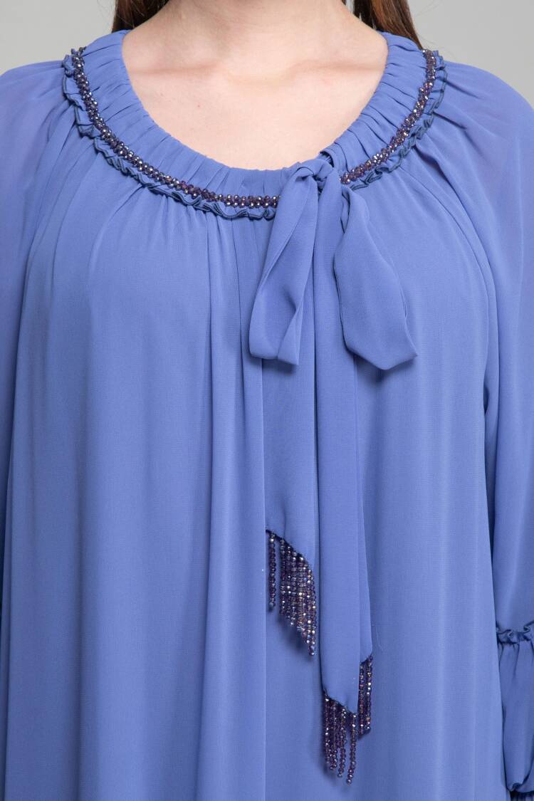 Round Neck Ruffle Chiffon Dress