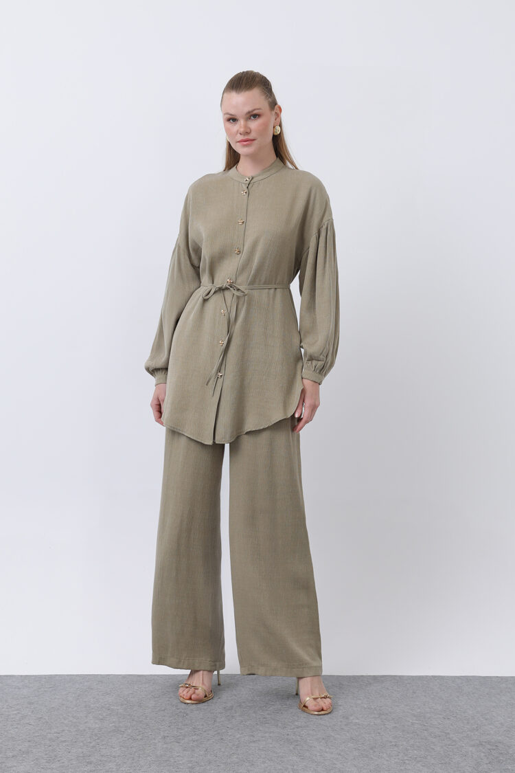 Women's Dominant Collar And Button Detailed Trousers Suit - Puane - Globality Store - Women Clothes Wholesale Turkey