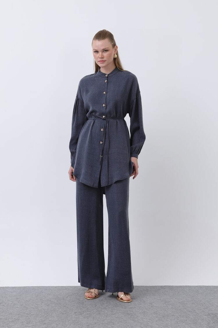 Judge Collar And Button Detailed Trouser Suit - Puane - Globality Store - Women Clothes Wholesale Turkey