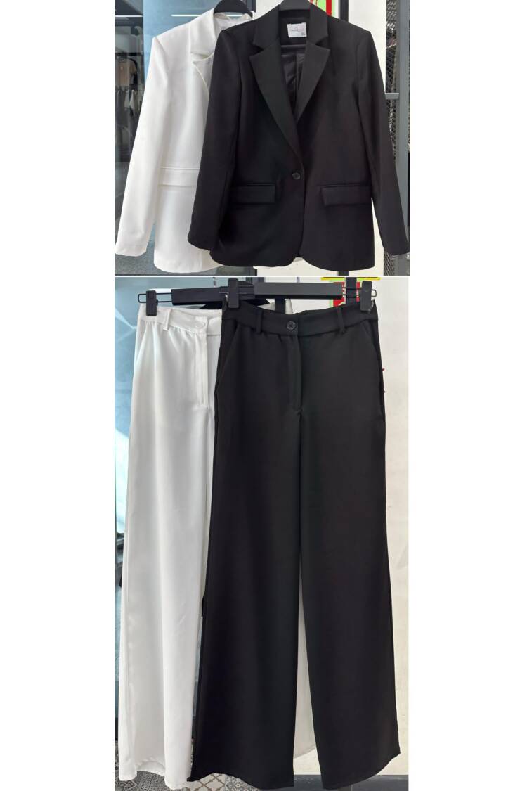 Suit Jacket One Button - Cream Rouge - Globality Store - Women Clothes Wholesale Turkey