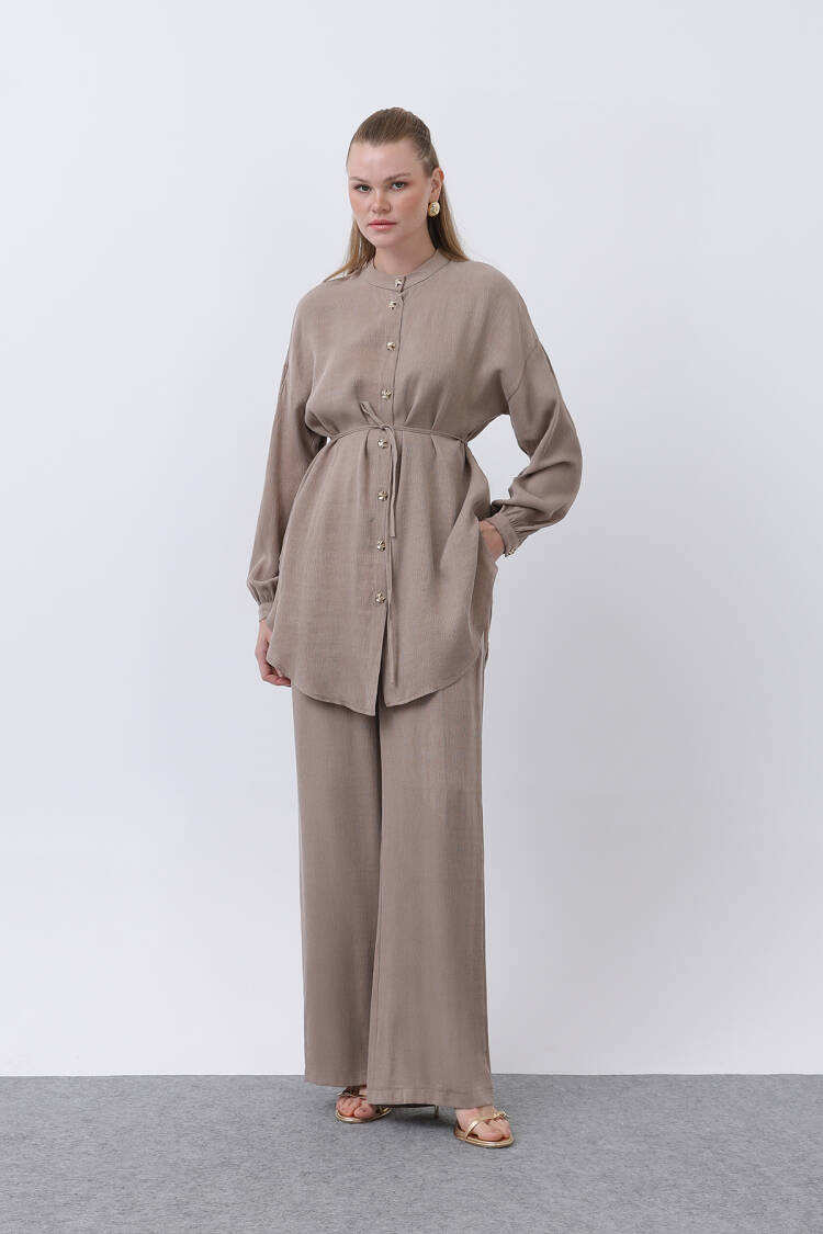 Judge Collar And Button Detailed Trouser Suit - Puane - Globality Store - Women Clothes Wholesale Turkey