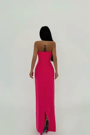 Bow Detail Strapless Dress - Mix Color - EYYO ATELIER - Globality Store - Women Clothes Wholesale Turkey