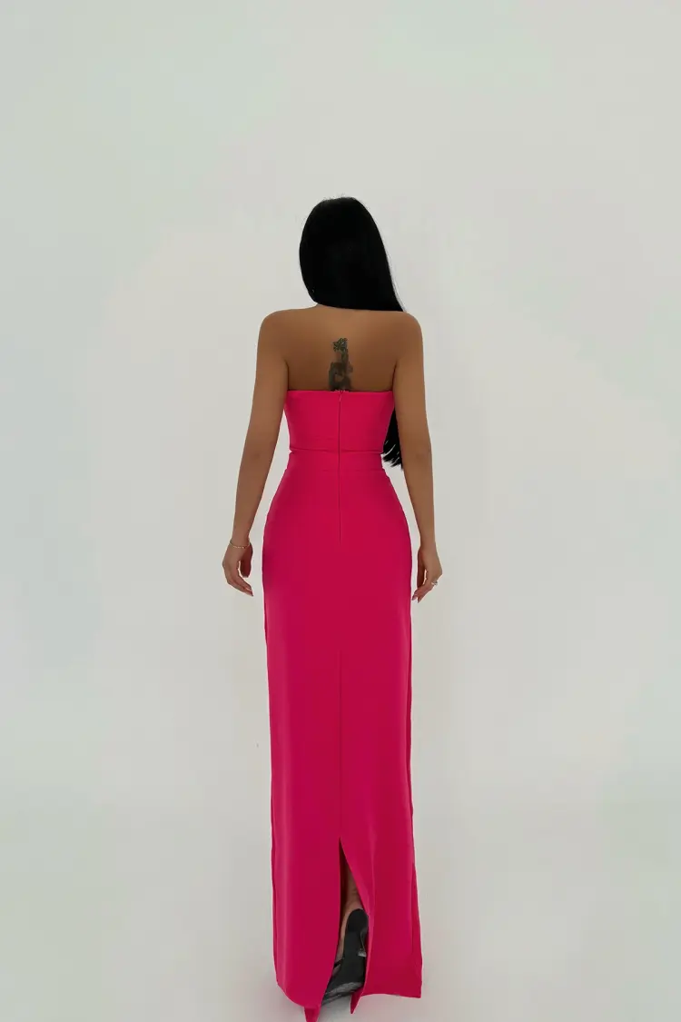 Bow Detail Strapless Dress - Mix Color