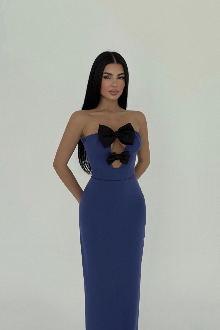 Bow Detail Strapless Dress - Mix Color