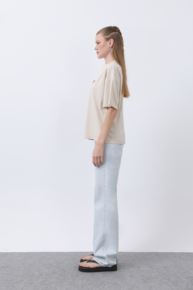 Women's Dog Embroidery Basic Tshirt