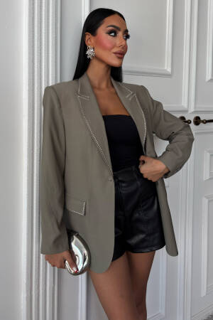 Stoned Blazer With Collar And Pocket Details - Sobe Istanbul - Globality Store - Women Clothes Wholesale Turkey