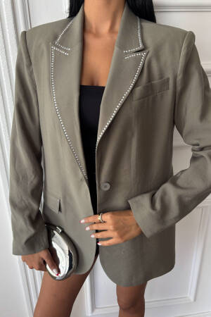 Stoned Blazer With Collar And Pocket Details - Sobe Istanbul - Globality Store - Women Clothes Wholesale Turkey